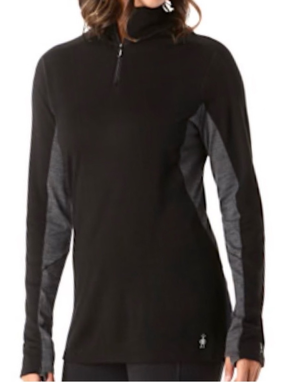 NWT SmartWool Sport 250 Merino Long Sleeve 1/4 Zip Top Black Grey Size Small
